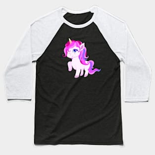 Cute Cartoon Unicorn Pink and Purple Baseball T-Shirt